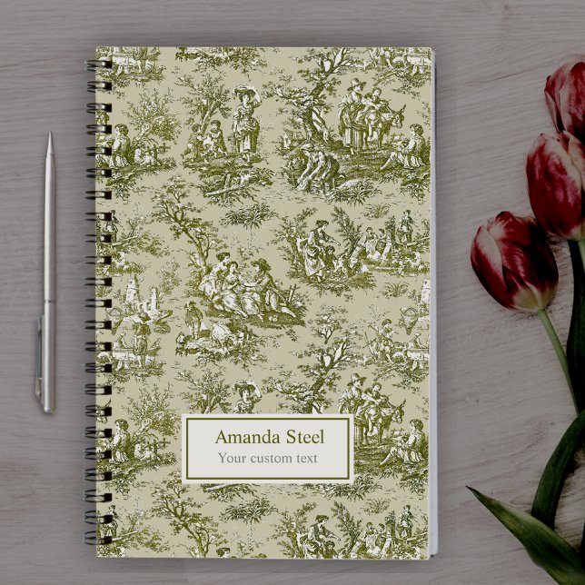 Cuaderno Elegante toile de jouy verde oliva (Subido por el creador)