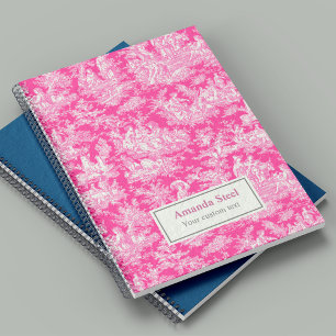 Cuaderno Elegante toile rosa cálido de jouy pequeño