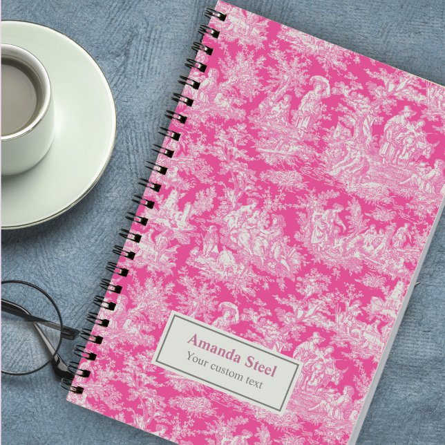 Cuaderno Elegante toile rosa caliente de jouy (Subido por el creador)
