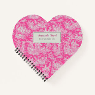 Cuaderno Elegante toile rosa caliente vintage de jouy