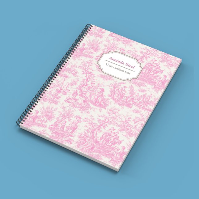 Cuaderno Elegante toile rosa de jouy pequeño (Subido por el creador)