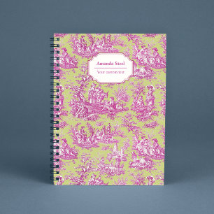 Cuaderno Elegante toile rosa verde vintage de jouy