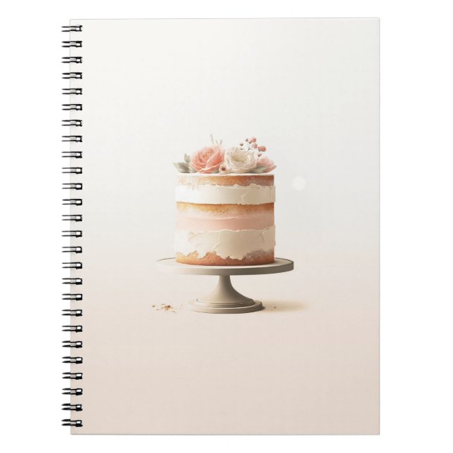 Cuaderno Elegante Tono Rosa Melocotón Floral Torta Libro de (Frente)