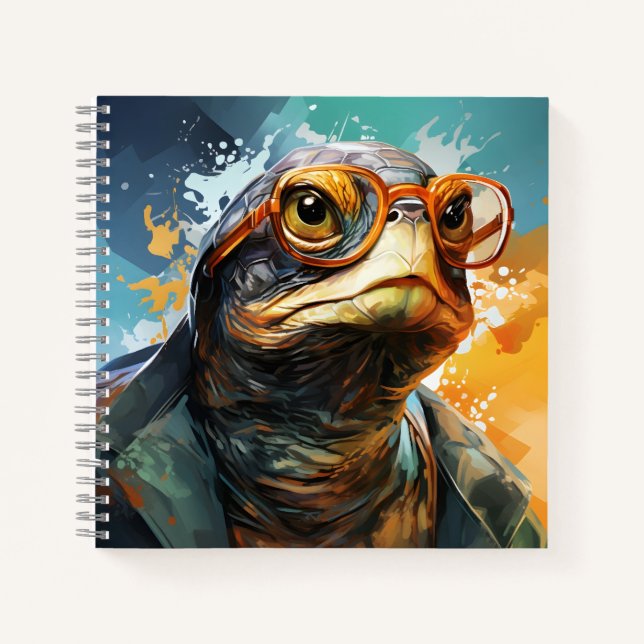 Cuaderno Elegante tortuga con gafas Tortuga de moda (Anverso)