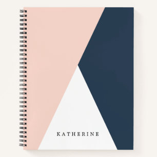 Cuaderno Elegante triángulos geométricos rosa y azul mari