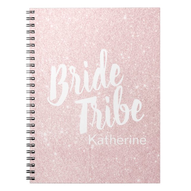 Cuaderno Elegante tribu de novios rosa de bonito purpurina  (Frente)