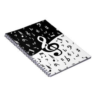 Cuaderno Elegante trineo de tintorería Ola negra y blanca