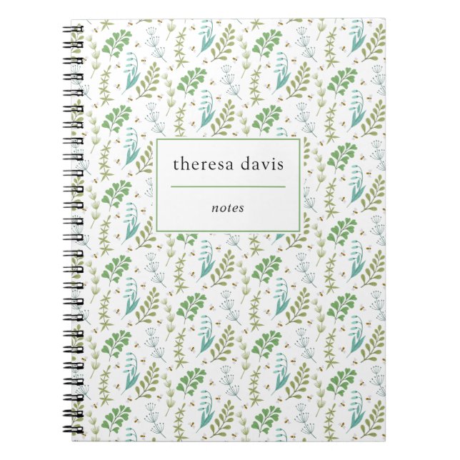 Cuaderno Elegante vegetación botánica Foliage Honey Bee (Frente)