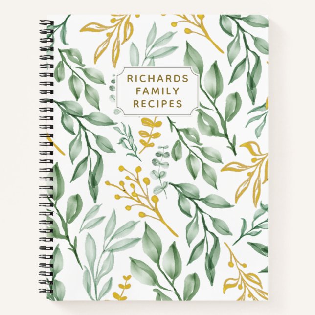Cuaderno Elegante vegetación deja la receta de la familia C (Anverso)