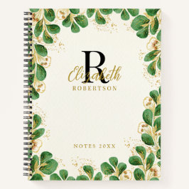Cuaderno Elegante vegetación Eucalyptus Monogramado