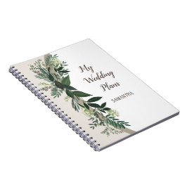 Cuaderno Elegante vegetación Mis planes y pensamientos Boda