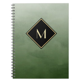 Cuaderno Elegante Verde Cepillado Con Simple Monograma De O