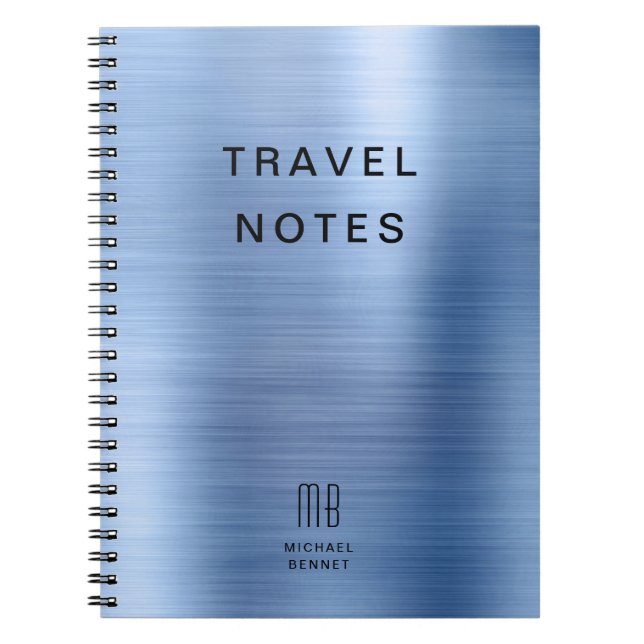 Cuaderno Elegante viaje azul monograma (Frente)