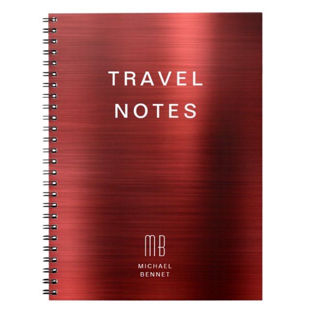 Cuaderno Elegante Viaje Rojo Monograma (Frente)