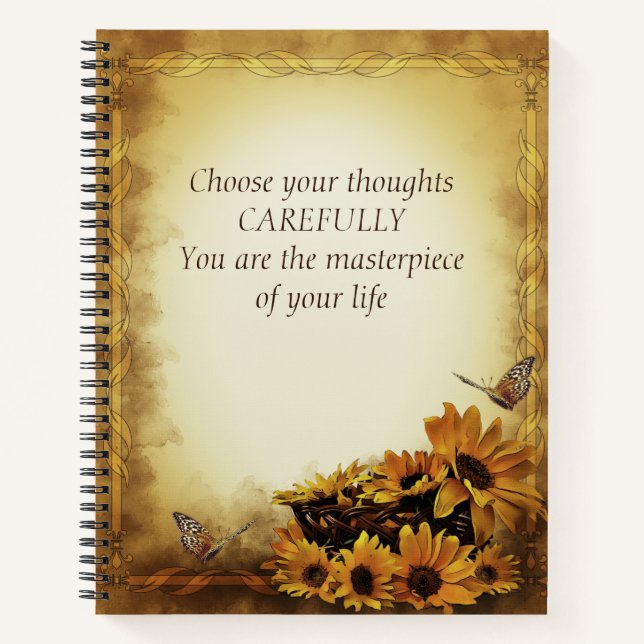 Cuaderno Elegante Vintage Elija Su Cita De Pensamientos (Anverso)