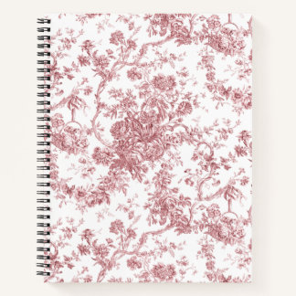 Cuaderno Elegante Vintage Francés Grabado Floral Toile-Rosa