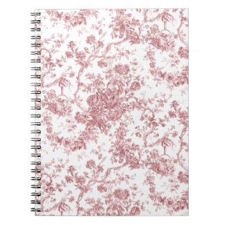 Cuaderno Elegante Vintage Francés Grabado Floral Toile-Rosa