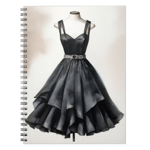 Cuaderno Elegante Vintage LBD Pequeño Boda De Vestido Negro