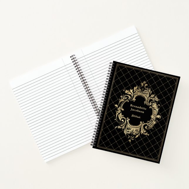 Cuaderno Elegante Vintage negro dorado  (Interior)