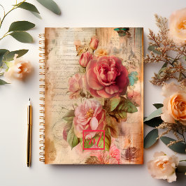 Cuaderno Elegante Vintage Romántico Floral Rosa