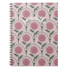 Cuaderno Elegante voluta floral y nombre personalizado en r