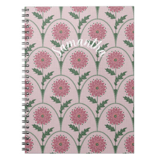 Cuaderno Elegante voluta floral y nombre personalizado en r