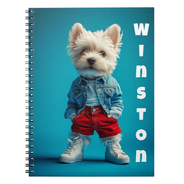 Cuaderno Elegante Westin Pup en Denim y Sneakers (Frente)