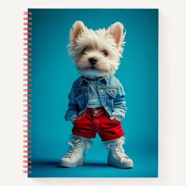 Cuaderno Elegante Westin Pup en Denim y Sneakers (Anverso)