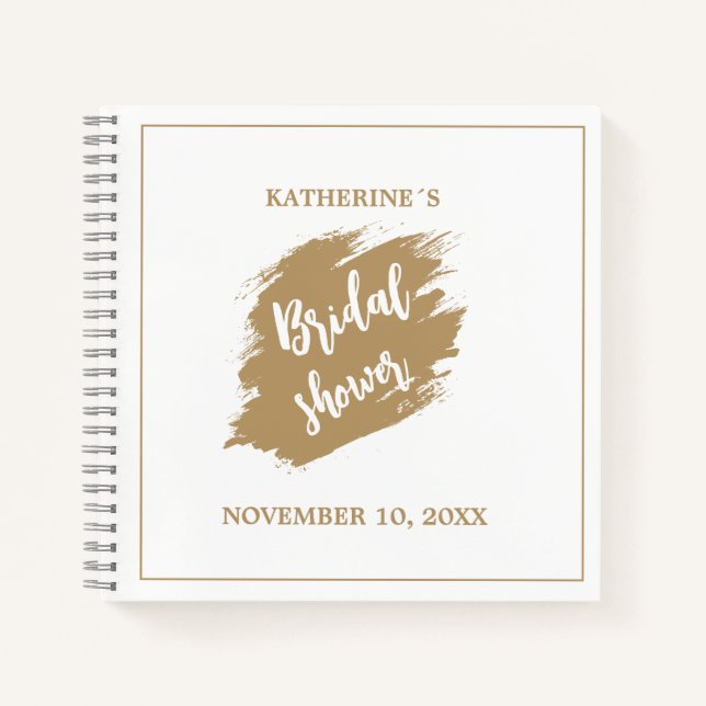 Cuaderno Elegante White Gold Bridal Shower Square Soft Line (Anverso)