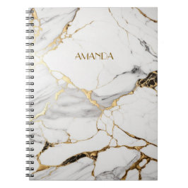 Cuaderno Elegante y abstracto de piedra de mármol dorado ne