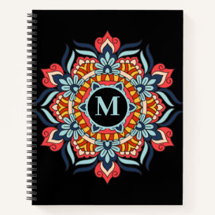 Cuaderno Elegante y colorido Mandala Florece Monograma