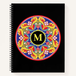 Cuaderno Elegante y colorido monograma manala de vuelta a l