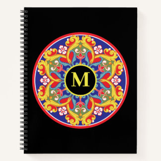 Cuaderno Elegante y colorido monograma manala de vuelta a l