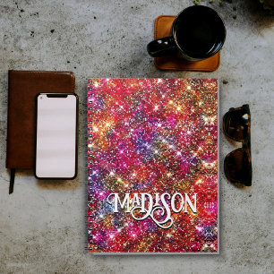 Cuaderno Elegante y colorido Purpurina monograma portátil