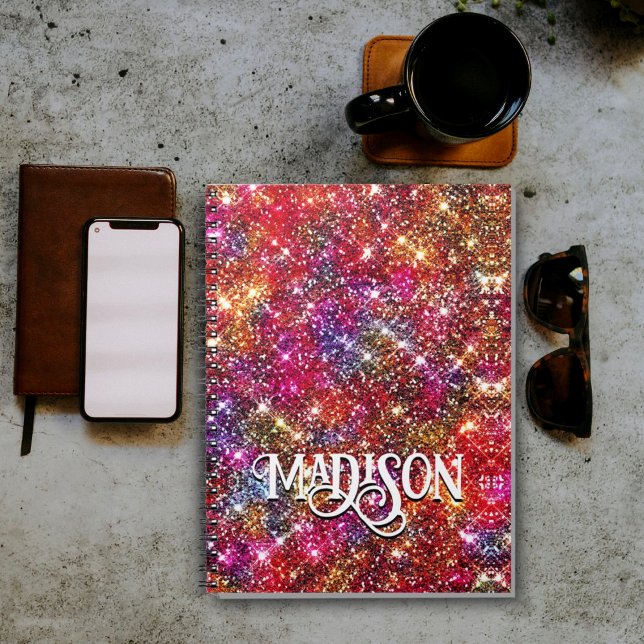 Cuaderno Elegante y colorido Purpurina monograma portátil (Subido por el creador)