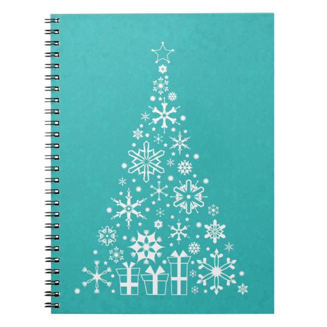 Cuaderno Elegante y elegante árbol de Navidad blanco y verd (Frente)
