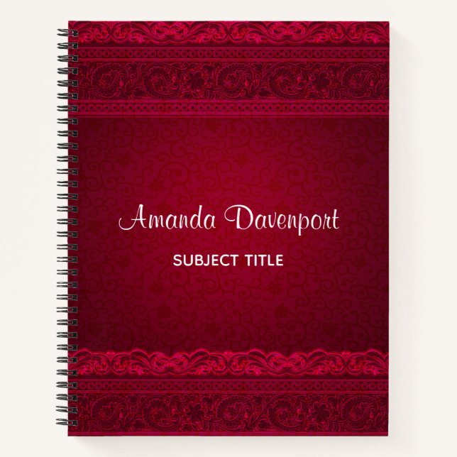 Cuaderno Elegante y elegante fondo rojo (Anverso)