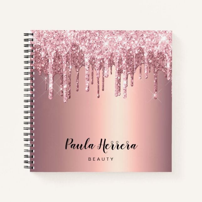 Cuaderno Elegante y elegante goteo de purpurinas de oro de  (Anverso)