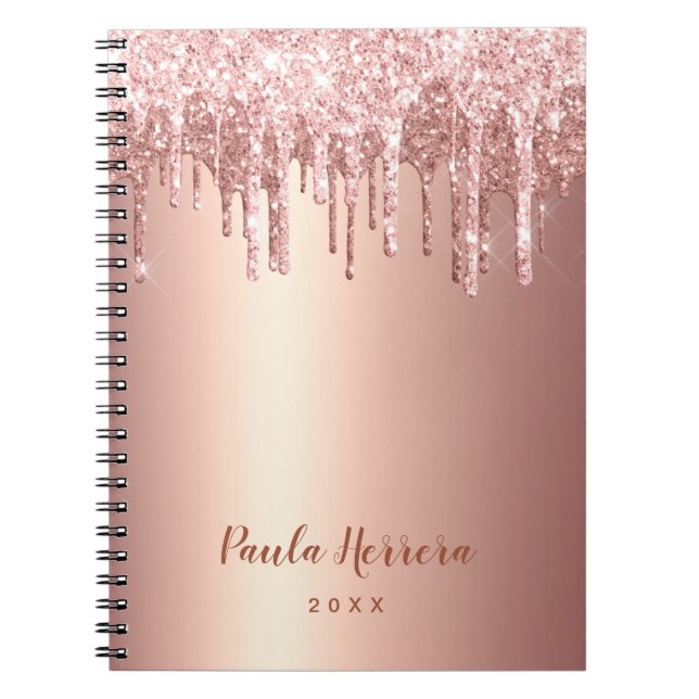 Cuaderno Elegante y elegante goteo de purpurinas de oro de  (Frente)