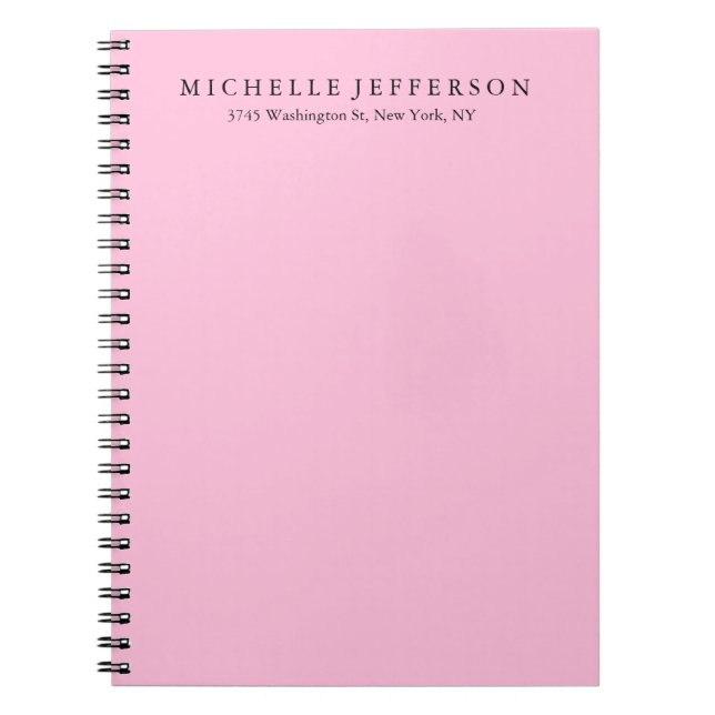 Cuaderno Elegante Y Elegante Rosa (Frente)