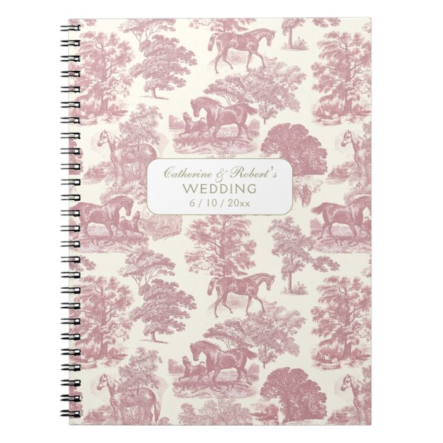 Cuaderno Elegante y elegante tela suave rosa para caballos  (Frente)