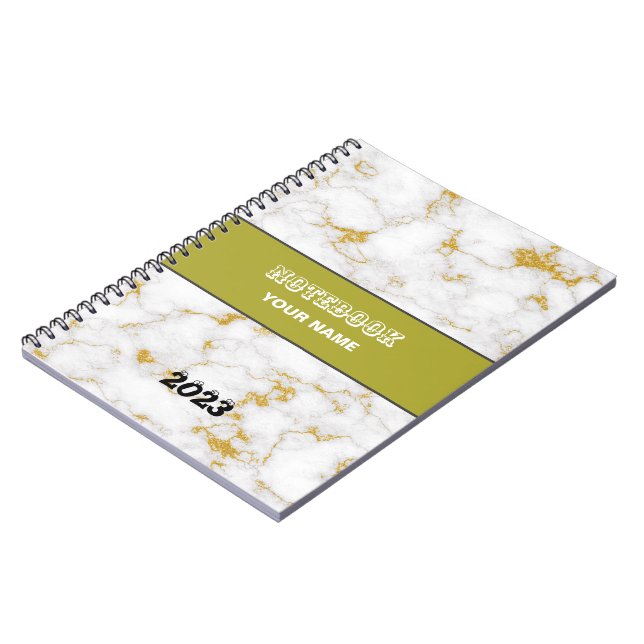 Cuaderno Elegante y funcional nombre personalizado mármol b (Lado Izquierdo)