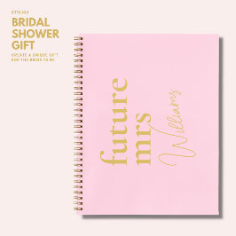 Cuaderno Elegante y moderno regalo de ducha de novia dorada