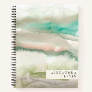 Cuaderno Elegante y moderno Resumen Art Emerald Green Name