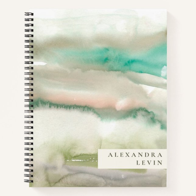 Cuaderno Elegante y moderno Resumen Art Emerald Green Name (Anverso)