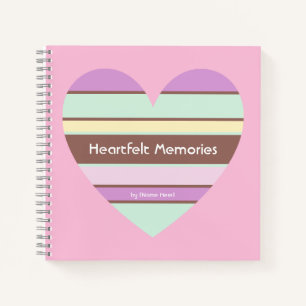 Cuaderno Elegante y personalizado Pastel Stripes Heart on P