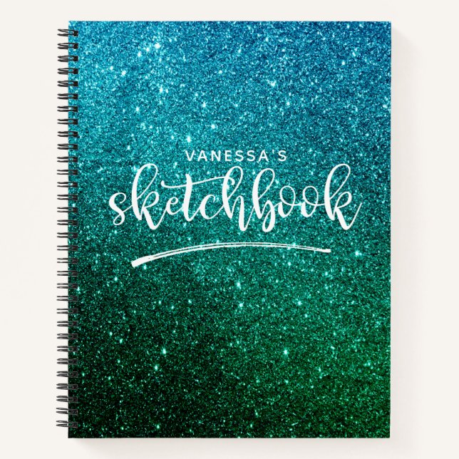 Cuaderno Elegante y personalizado verde Verde azulado (Anverso)