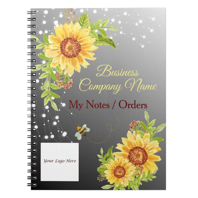 Cuaderno Elegante Yellow Sunflower Gradient Business (Frente)