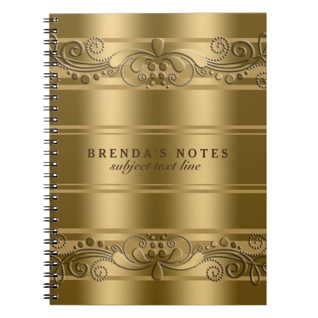 Cuaderno Elegantes Bandas De Oro Con Lace De Oro (Frente)