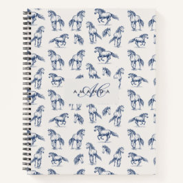 Cuaderno Elegantes Caballos Azules Monogramados Regalos Ini